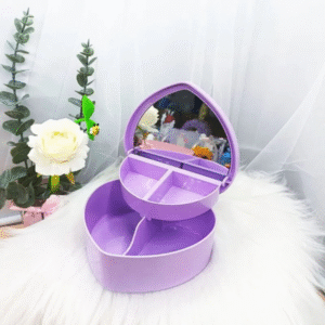 Heart-Shaped Jewelry Box - Elegant Love Mirror Jewelry Storage Organizer for Necklaces, Bracelets, Rings, and Earrings - Perfect for Students and Dorm Rooms