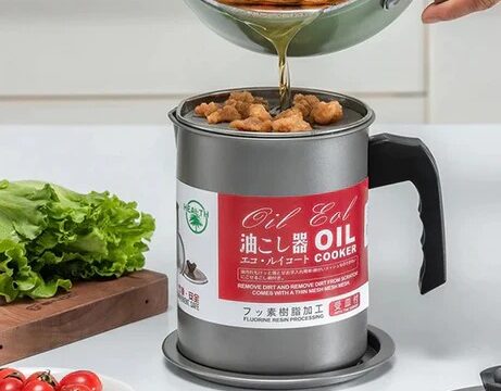 Fryer Oil Filter Pot 1.4L Stainless Steel Cooking Oil Container