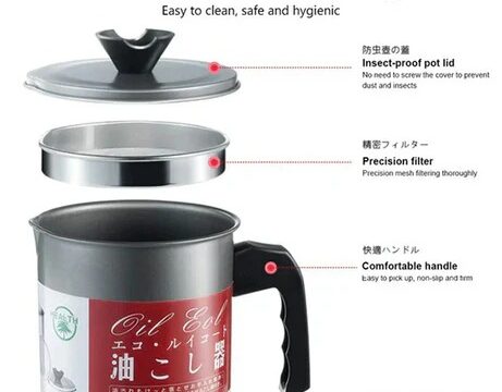 Fryer Oil Filter Pot 1.4L Stainless Steel Cooking Oil Container - Image 3