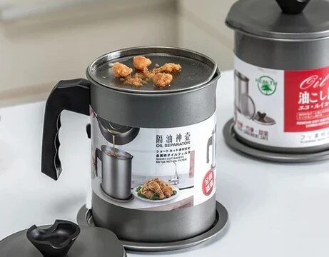 Fryer Oil Filter Pot 1.4L Stainless Steel Cooking Oil Container - Image 2