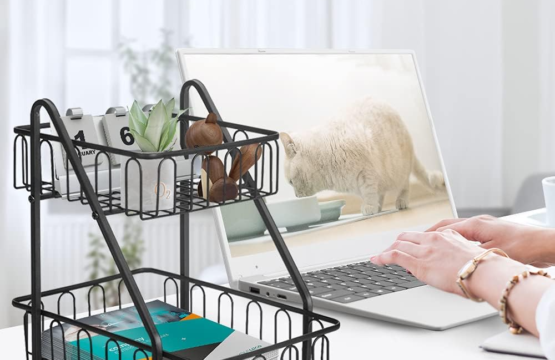 2-Tier Counter-Top Fruit Basket for Kitchen & Dining Table | Metal Fruit Bowl Bread Basket Vegetables Storage Organizer Holder - Image 2
