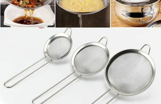 3 Pcs Stainless Steel Tea Strainer Set with Fine Mesh & Long Handle