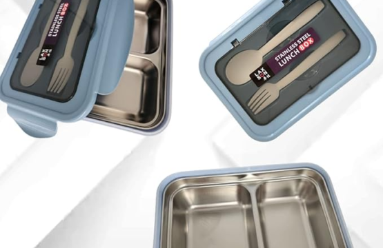Stainless Steel Lunch Box for Kids School, 2 Compartment - Image 2