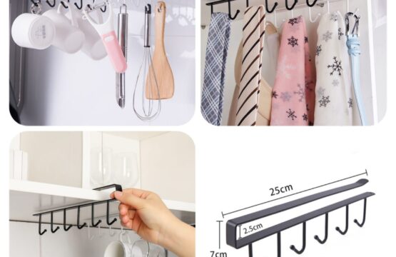6 Hooks Shelf Storage Cabinet Kitchen Bathroom Organizer
