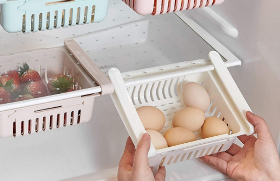 Adjustable Fridge Storage Basket Expandable Refrigerator Organizer Space Saving Drawer Tray