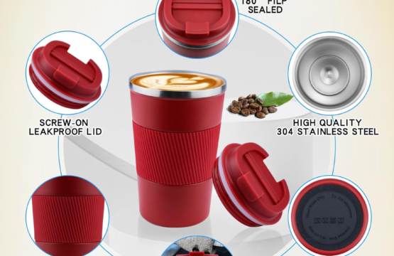 400ml Coffee Mug Travel Coffee Mug Insulated Coffee Mug Reusable Coffee Cups with Lids - Image 4
