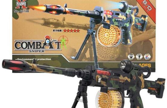 Combat Sniper Gun Toy - 60 cm Machine Gun Toy - Military Gun Toy with Flash Light and Sound Effects for Kids