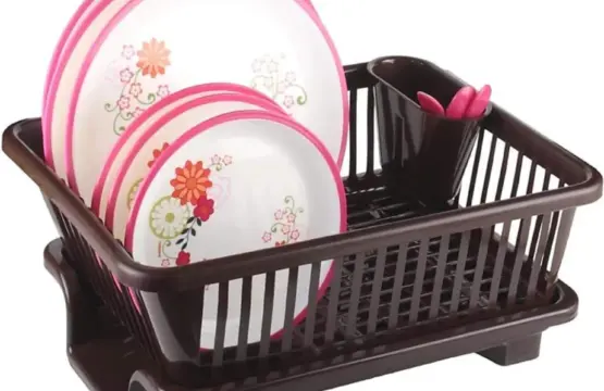 3 In 1 Large Plastic Kitchen Sink Dish Rack Drainer Durable Space-Saving Organizer - Image 2