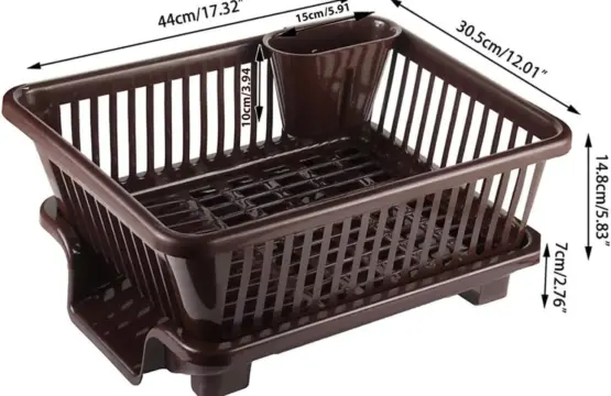 3 In 1 Large Plastic Kitchen Sink Dish Rack Drainer Durable Space-Saving Organizer - Image 3
