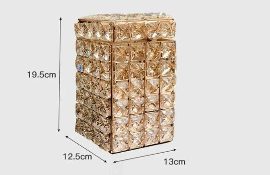 Fashion Golden Crystal Dressing Table Makeup Brush Organizer Pen Holder With Lid - Image 4
