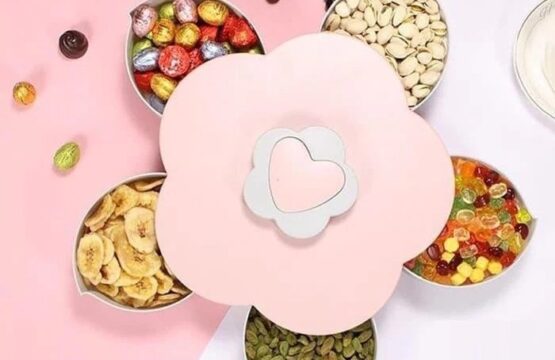 Flower Candy Box Serving Rotating Tray Dry Fruit, Candy, Chocolate, Snacks Storage Box, Masala Box for Home Kitchen - Image 3