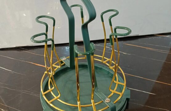 Glass Stand Golden Green Round