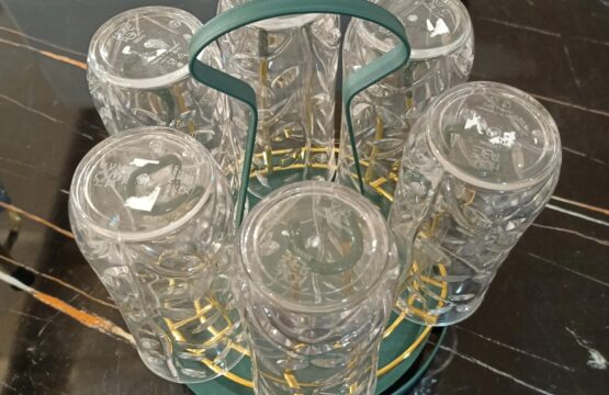 Glass Stand Golden Green Round - Image 2