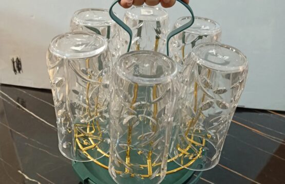 Glass Stand Golden Green Round - Image 3