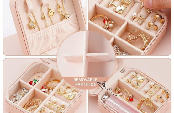 Jewellery Organizer Box Travel Leather Pocket With Zipper / Ear Rings & Necklace_Bracelets Holder - Image 5