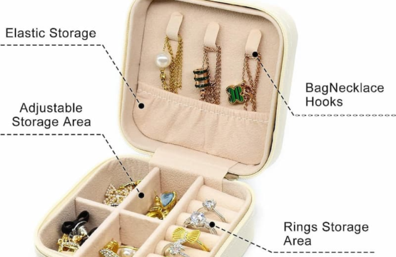 Jewellery Organizer Box Travel Leather Pocket With Zipper / Ear Rings & Necklace_Bracelets Holder - Image 3