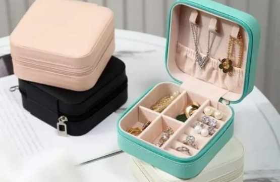 Jewellery Organizer Box Travel Leather Pocket With Zipper / Ear Rings & Necklace_Bracelets Holder - Image 2