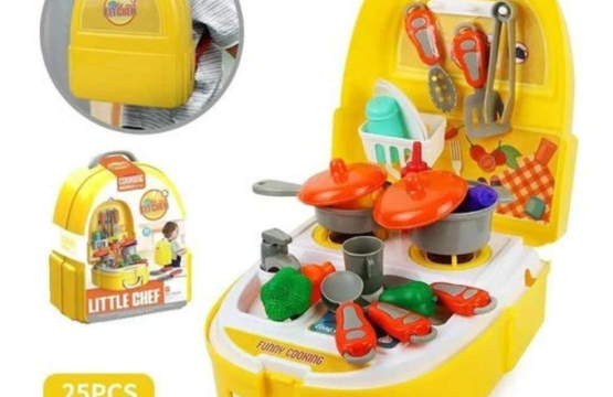 Little Chef Cooking Backpack for Kids – 25 Pieces Set – Kitchen Play House - Image 4