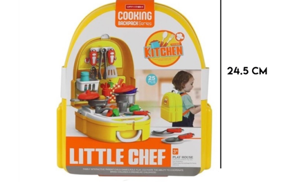 Little Chef Cooking Backpack for Kids – 25 Pieces Set – Kitchen Play House - Image 3