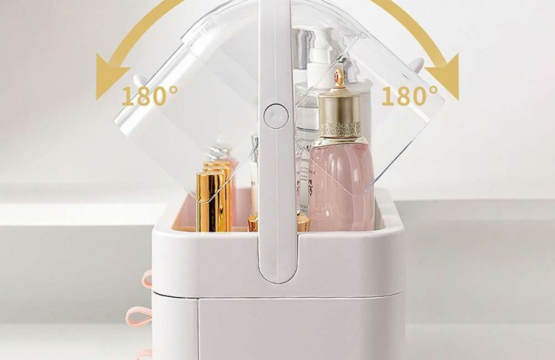Transparent Clamshell 3 Drawer Dressing Table Round Makeup Organizer - Image 4