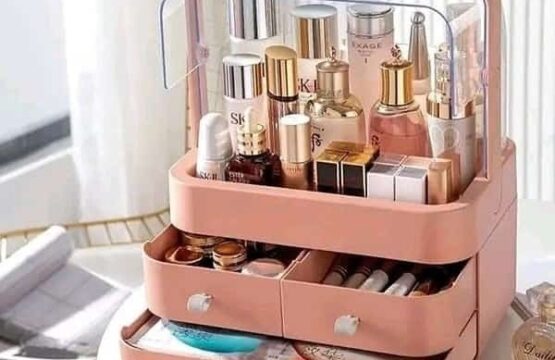 Transparent Clamshell 3 Drawer Dressing Table Round Makeup Organizer - Image 3