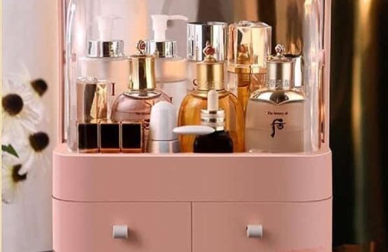 Transparent Clamshell 3 Drawer Dressing Table Round Makeup Organizer - Image 6