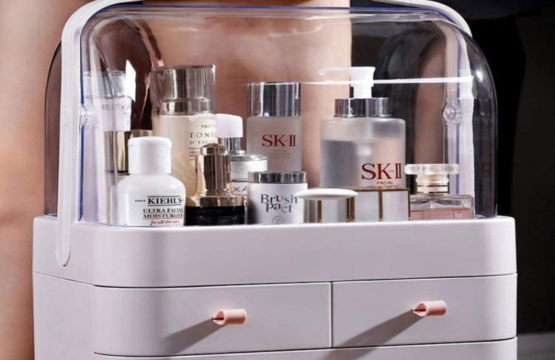 Transparent Clamshell 3 Drawer Dressing Table Round Makeup Organizer - Image 7