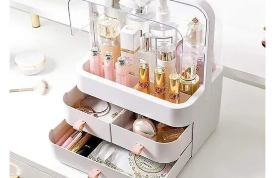 Transparent Clamshell 3 Drawer Dressing Table Round Makeup Organizer - Image 2