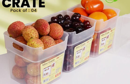 Mini Storage Crates Pack of 4 – Clear Plastic Organizers for Home, Kitchen & Office