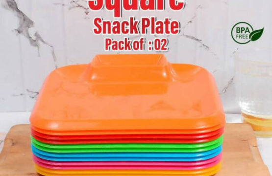 Square Snack Plate Pack of 2 – Durable Polypropylene Serving Trays for Snacks & Meals - Image 2