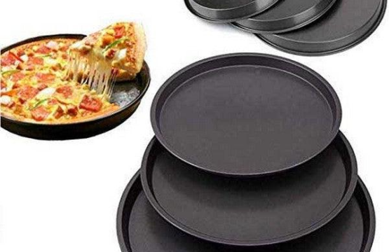 Pizza Baking Pan Carbon Steel Nonstick - 3 Pcs Set Round - Image 3