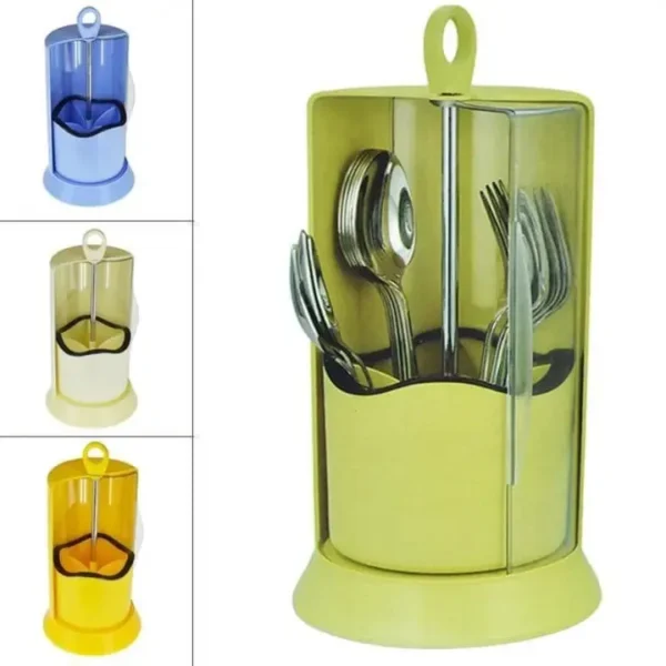 Rotating Cutlery Organizer with Lid