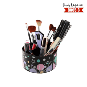 Urban Trends Round Makeup Organizer With Handle for Vanity with 4 Compartment