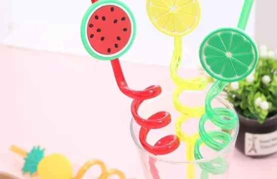 Acrylic Fruit Spiral Straws Colorful 4 Pcs - Image 2