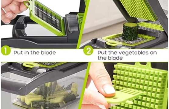 12 In 1 Vegetable Chopper Slicer & Dicer with Container – Fruit Cutter Mandoline with 7 Stainless Steel Blades - Image 3