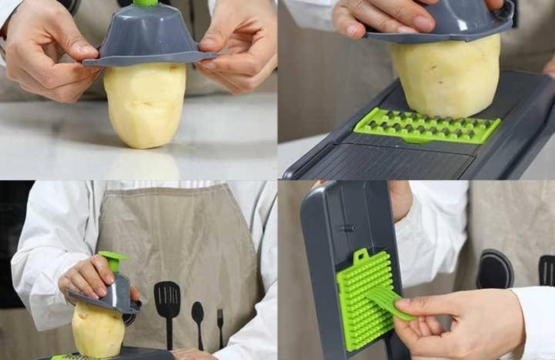 12 In 1 Vegetable Chopper Slicer & Dicer with Container – Fruit Cutter Mandoline with 7 Stainless Steel Blades - Image 4