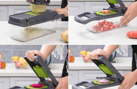 12 In 1 Vegetable Chopper Slicer & Dicer with Container – Fruit Cutter Mandoline with 7 Stainless Steel Blades - Image 5