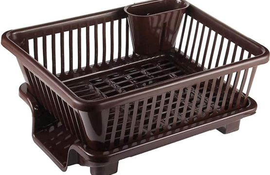 3 In 1 Large Plastic Kitchen Sink Dish Rack Drainer Durable Space-Saving Organizer
