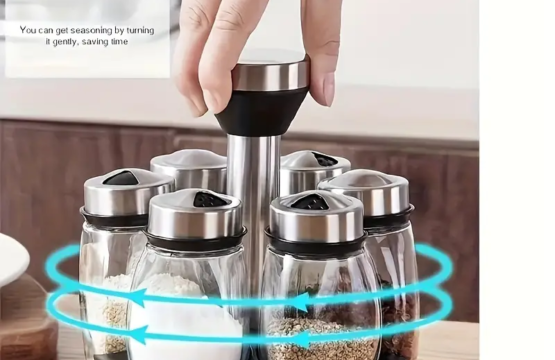 1 Set Revolving Countertop Spice Rack Tower - Multifunctional Rotating Seasoning Jar Organizer with Jars, Kitchen Spice Storage Bottle. - Image 7