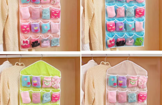 16 Pocket Hanging Clothes Hanger Organizer Back Bag for Socks, Bra, Underwear Storage - Image 2