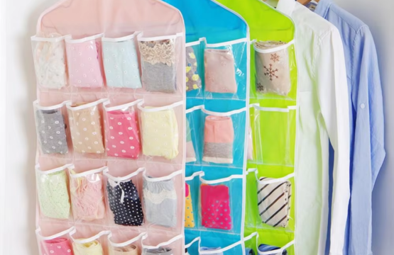 16 Pocket Hanging Clothes Hanger Organizer Back Bag for Socks, Bra, Underwear Storage - Image 5