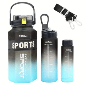 3 Pieces Water Bottle Set Gradient Plastic ? 2000ml, 750ml, 300ml