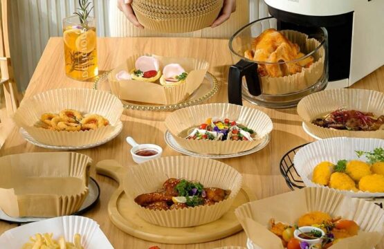 Air Fryer Baking Paper 50Pcs Non-Stick Air Fryer Basket Mats, Round Air Fryer Parchment Sheets - Image 2