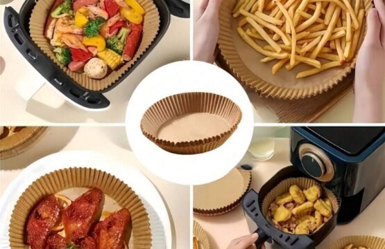 Air Fryer Baking Paper 50Pcs Non-Stick Air Fryer Basket Mats, Round Air Fryer Parchment Sheets - Image 3