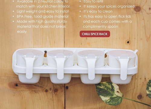 Appollo Chilli Spice Rack | Lightweight & BPA-Free Spice Organizer with Spoons - Image 2