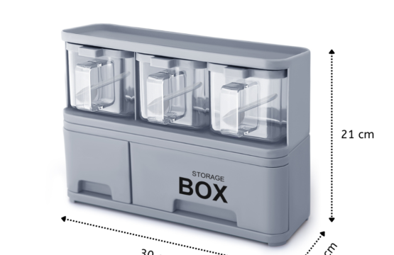 Compact 3 Jar Spice Rack with Clear Crystal Jars ? Sleek and Space-Efficient Kitchen Organizer - Image 2