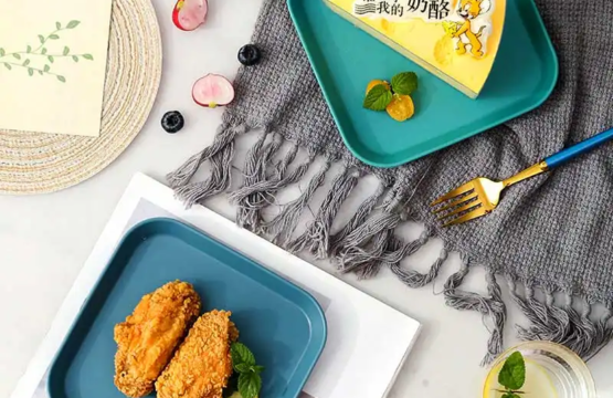 8 Pieces Plastic Plate Set with Stand Lightweight Stackable Plates for Indoor & Outdoor Use - Image 5