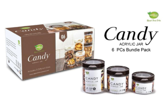 Candy Acrylic Jar Pack of 6 (600ml,800ml & 1000ml)