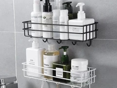 Self-adhesive Iron Wall Shelf With Hook - Image 4