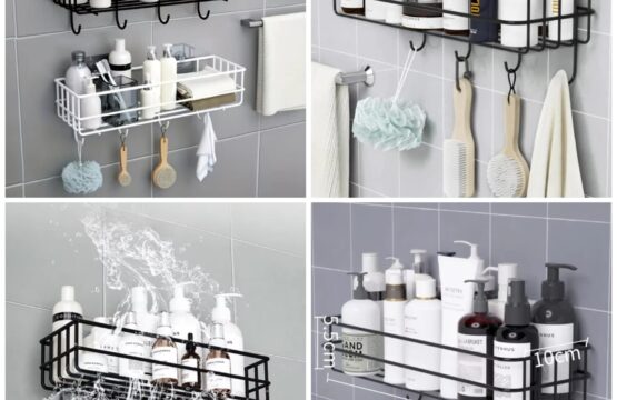 Self-adhesive Iron Wall Shelf With Hook - Image 2